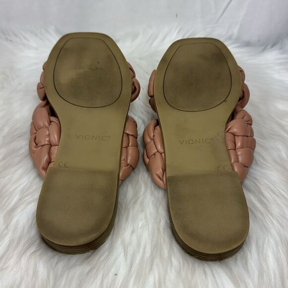 Vionic Kalina Women's Slide Braided Macaroon Leather Sandals Sz 8.5 - Picture 6 of 7